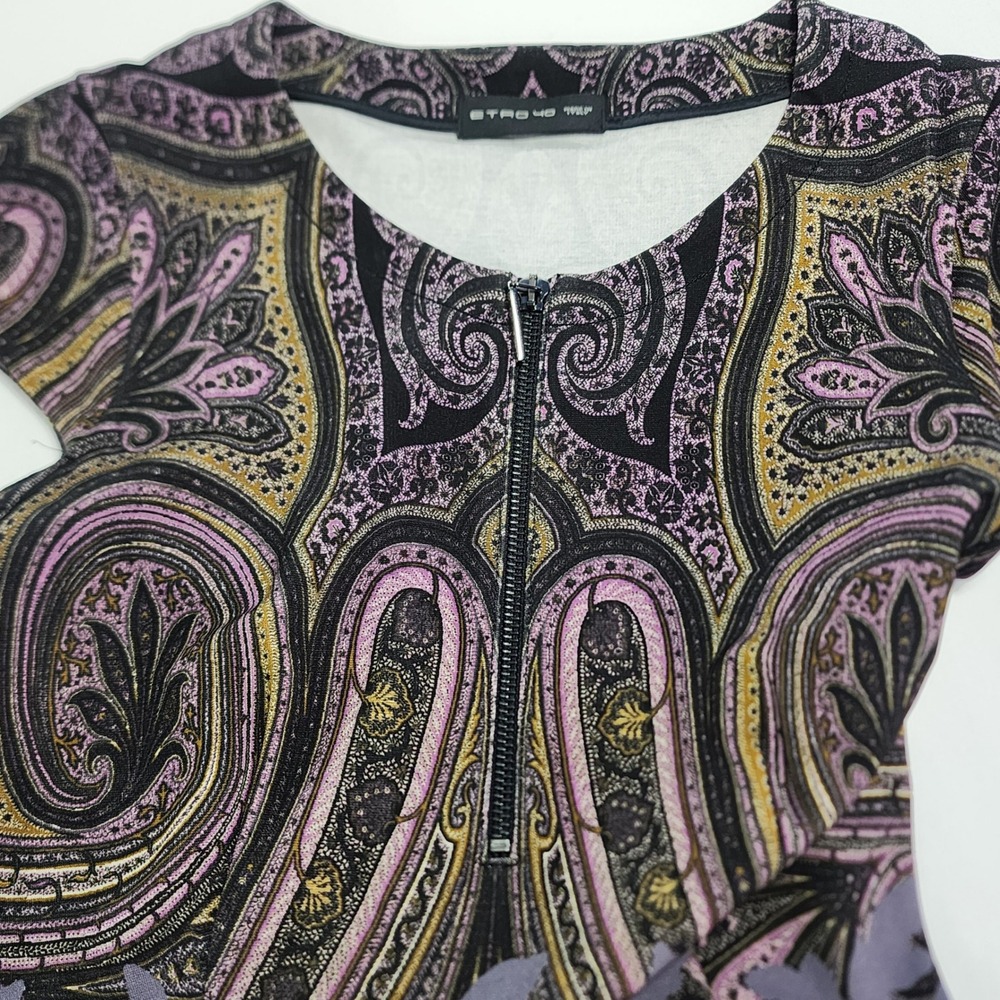 Etro Paisley Floral Sheath Dress Stretch Italian Designer Boho Belt Womens 4 40 - Picture 3 of 16